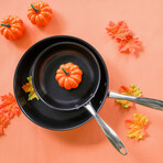 Color Stainless Steel Open Frypan Set // 8" + 11" // Set of 2 (Black)