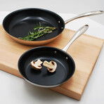 Color Stainless Steel Open Frypan Set // 8" + 11" // Set of 2 (Black)