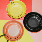 Color Stainless Steel Open Frypan Set // 8" + 11" // Set of 2 (Black)