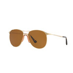 Persol // Men's Pilot Metal Sunglasses // Gold + Brown