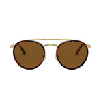 Persol // Unisex Panthos Metal Polarized Sunglasses // Havana + Gold + Brown