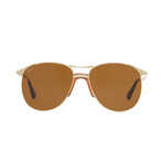 Persol // Men's Pilot Metal Sunglasses // Gold + Brown