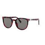 Persol // Unisex Retro Inspired Rounded Square Sunglasses // Red Tortoise + Gray