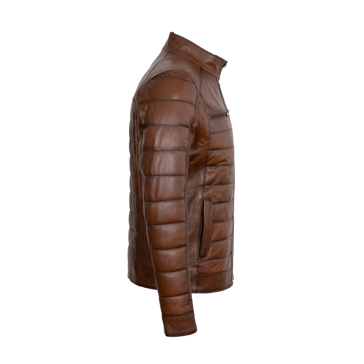 Striped Quilted Jacket // Chestnut (XL) - Paul Parker Leather Jackets ...