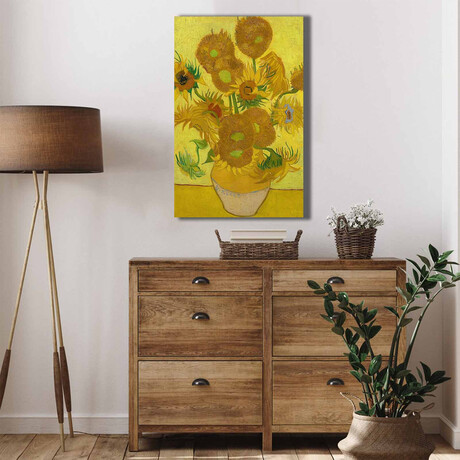 Still Life: Vase with Fifteen Sunflowers (27.5"H x 17.7"L x 1.1"D)