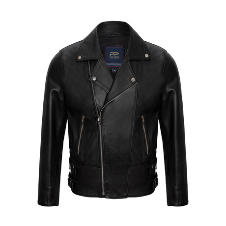 Biker Leather Jacket // Style 2 // Black (S)