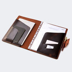 A4 Padfolio Document Organizer // Leather Case // Brown