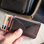 Leather Mini Card Holder - Troya // Brown