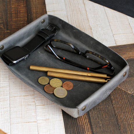Leather Valet Tray // 2-Piece Set // Brown