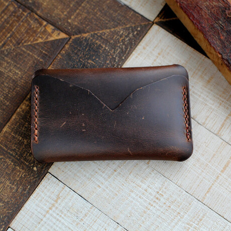 Leather Mini Card Holder - Troya // Brown