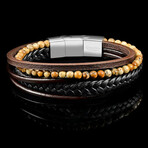 Picture Jasper Stone + Layered Leather Cuff Bracelet // 8.75"