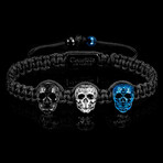 3 Skulls Tri-Color Steel Adjustable Bracelet // 7.25"