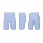 Flat-Front Cotton Stretch Oxford Chino Shorts // Light Blue (L)