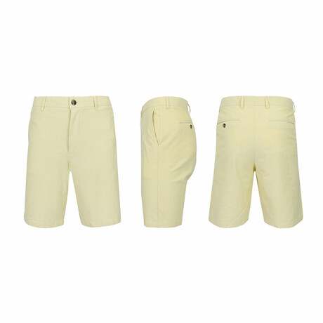 Flat-Front Cotton Stretch Oxford Chino Shorts // Yellow (XS)