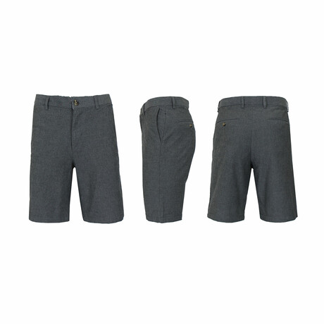 Flat-Front Cotton Stretch Oxford Chino Shorts // Black (XS)