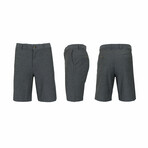 Flat-Front Cotton Stretch Oxford Chino Shorts // Black (L)