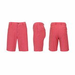 Flat-Front Cotton Stretch Oxford Chino Shorts // Red (XS)