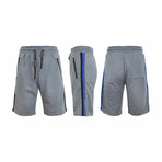 French Terry Jogger Lounge Shorts With Dual Side Stripe // Charcoal (M)