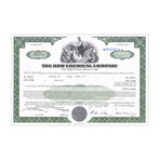 Dow Chemical Co. Stock Certificate // Shares Vary // Green // 1970s
