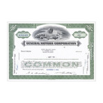 General Motors Stock Certificate // 1-99 Shares // Green // 1960s-80s