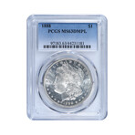 1888 Morgan Silver Dollar // PCGS Certified MS63DMPL // Wood Presentation Box