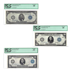 1914 Large Size Federal Reserve Note // $5, $10, $20 // Set of 3 // PCGS Certified