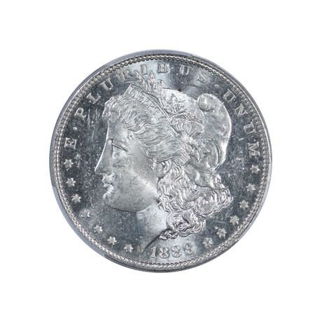 1888 Morgan Silver Dollar // PCGS Certified MS63DMPL // Wood Presentation Box
