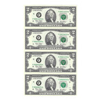 2003 $2 Federal Reserve Banknotes // Uncut Sheet of 4 Unissued Notes