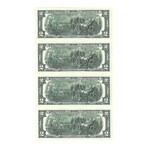 2003 $2 Federal Reserve Banknotes // Uncut Sheet of 4 Unissued Notes