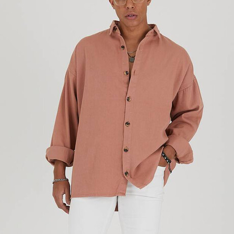 Ethan Long Sleeve Button-Up Shirt // Rose (XS)