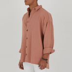 Ethan Long Sleeve Button-Up Shirt // Rose (L)