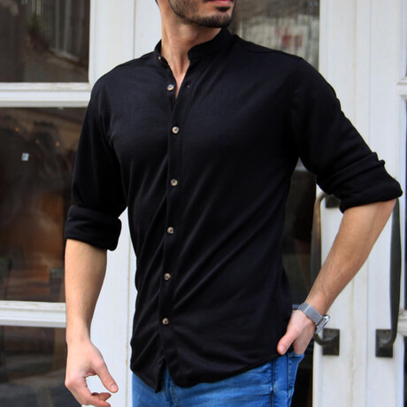 Mason Long Sleeve Button-Up Shirt // Black (XS)
