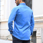Brian Long Sleeve Button-Up Shirt // Blue (L)