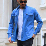 Brian Long Sleeve Button-Up Shirt // Blue (L)