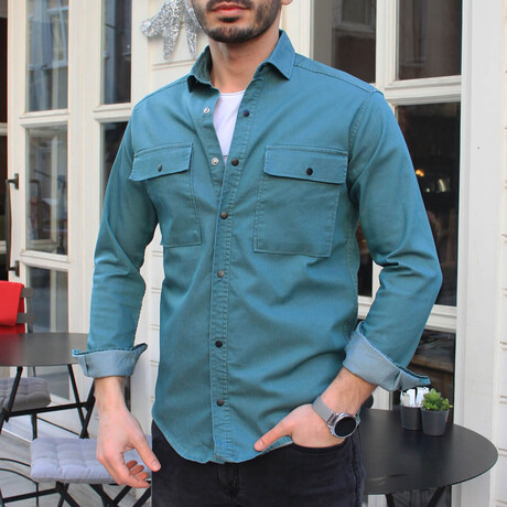 Luke Long Sleeve Button-Up Shirt // Petrol (XS)