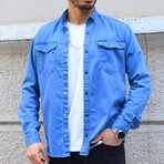 Brian Long Sleeve Button-Up Shirt // Blue (L)