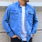 Brian Long Sleeve Button-Up Shirt // Blue (L)