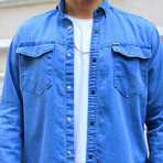 Brian Long Sleeve Button-Up Shirt // Blue (L)