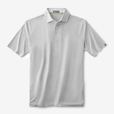 Cloud Golf Polo Brookline Stripe // Light Heather Gray + White (S)