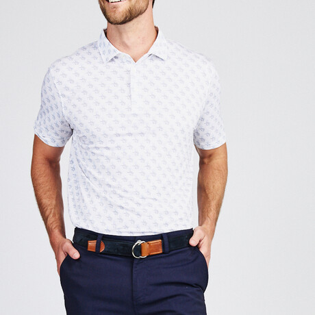 Cloud Golf Polo Pinwheel Print // White Pinwheel (S)