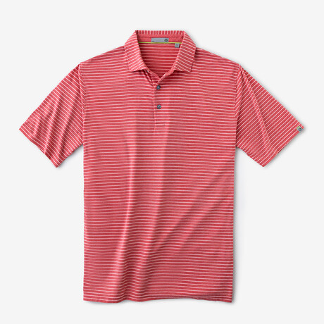 Cloud Golf Polo Brookline Stripe // Red Heather + White (S)