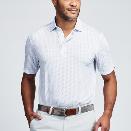 Cloud Golf Polo Crane Print // White Crane (S)