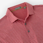 Cloud Golf Polo Brookline Stripe // Red Heather + White (S)