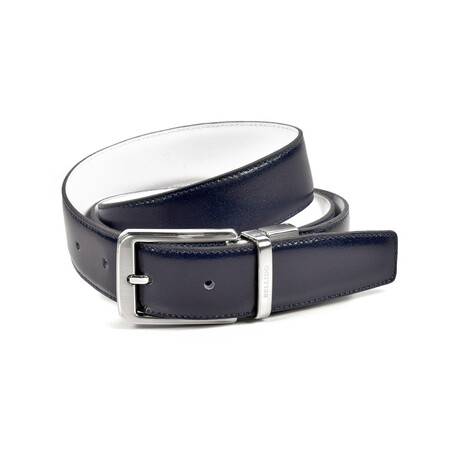 Classic Model 430/32 Buckle 4835 - Reversible // Navy Blue + White (34)