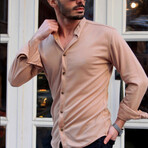 Aaron Long Sleeve Button-Up Shirt // Beige (L)