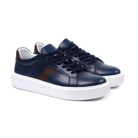 Grady Sneaker // Navy Blue + Brown + White (Euro: 40)