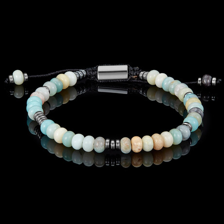 Amazonite Stone + Hematite Adjustable Bracelet // 8"