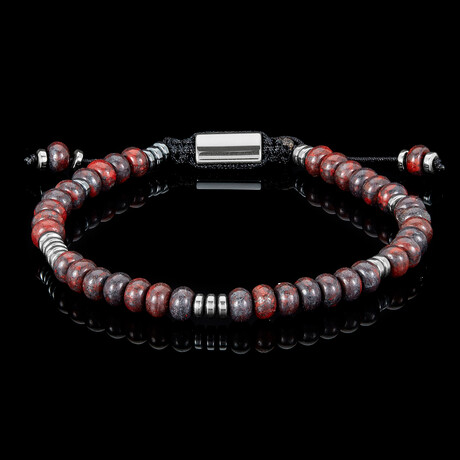 Red Jasper Stone + Hematite Adjustable Bracelet // 8"