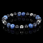 Sodalite + Onyx + Magnetic Hematite Stone Stretch Bracelet // 8"