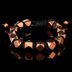 Copper Plated Hematite Stone Bead Adjustable Bracelet // 8"